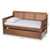 Baxton Studio Toveli Vintage French Inspired Ash Walnut Finished Wood and Synthetic Rattan Daybed with Trundle