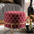 Baxton Studio Candice Glam and Luxe Red Quatrefoil Velvet Fabric Upholstered Gold Finished Metal Ottoman