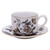 Black Gold Peony - Tea Cups and Saucers - Set of 4