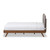 Baxton Studio Penelope Mid-Century Modern Solid Walnut Wood Gray Fabric Upholstered King Size Platform Bed