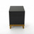 Modern Black Bedroom Nightstand with 2 Drawers - Gold Accents