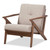 Baxton Studio Bianca Mid-Century Modern Walnut Wood Light Gray Fabric Tufted Lounge Chair