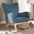Baxton Studio Zoelle Mid-Century Modern Blue Fabric Upholstered Natural Finished Rocking Chair