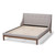Baxton Studio Louvain Modern and Contemporary Greyish Beige Fabric Upholstered Walnut-Finished Queen Sized Platform Bed