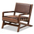 Baxton Studio Rovelyn Rustic Brown Faux Leather Upholstered Walnut Finished Wood Lounge Chair