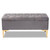 Baxton Studio Valere Glam and Luxe Gray Velvet Fabric Upholstered Gold Finished Button Tufted Storage Ottoman