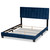 Baxton Studio Clare Glam and Luxe Navy Blue Velvet Fabric Upholstered Full Size Panel Bed with Channel Tufted Headboard