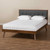 Baxton Studio Alke Mid-Century Modern Gray Fabric Upholstered Walnut Brown Finished Wood Full Size Platform Bed