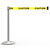 Banner Stakes 7' Retractable Belt Barrier Set with Base, Matte Post and Yellow "Caution" Belt - AL6101M
