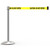 Banner Stakes 7' Retractable Belt Barrier Set with Base, Matte Post and Yellow "Caution - Do Not Enter" Belt - AL6102M