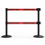 Banner Stakes 14' Dual Retractable Belt Barrier System with Bases, Black Posts and Red "Restricted Area" Belts - AL6205B-D