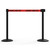 Banner Stakes 14' Retractable Belt Barrier System with Bases, Black Posts and Red "Danger - Keep Out" Belts - AL6206B