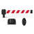 Banner Stakes 15' Wall-Mount Barrier System with Mounting Kit and Retractable Belt; Red/White Diagonal Stripe - PL4126
