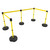 Banner Stakes 60' Barrier System with 5 Bases, Post, Stakes, and 4 Retractable Belts; Blank Yellow - PL4592