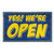 Yes We're Open Flag - Blue- 3ft x 5ft Printed Polyester