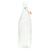 A 1 litre glass faceted swing stopper glass bottle