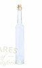 A tall, slim, heavyweight glass bottle with cork. The cork is natural tapered.