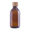 200ml Amber Glass Sirop Bottle with Aluminium EPE Lined Lid with Real Wooden Top
