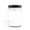 105ml glass  jam jar. Supplied with a heat sealable lid in 3 different colours.
