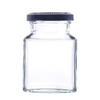 200ml Square Glass Jam Jar with Black 53mm Lid