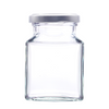 200ml Square Glass Jam Jar with Silver 53mm Lid