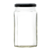 A 380ml clear glass square jam jars supplied with a heat sealable, vinegar proof lid in a choice of 7 different colours.
