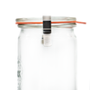 A 340ml glass Weck jar supplied with lid and clips.