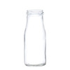 A 156ml glass milk bottle supplied with a black lid.