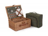 Wicker, Willow Woven, Two Person Green Tweed Picnic Hamper L400mm x W300mm x H190mm