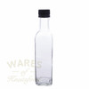 225ml square sauce glass bottle with black tamper evident cap