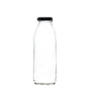 300ml Milk, Juice, Milkshake Glass Bottle with a Black Lid