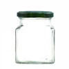 293ml square glass jam jar. Supplied with a heat sealable, vinegar proof lid in a choice of 7 different colours