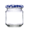 8oz Honey Jar with Dappled shoulder design & 192ml Capacity Blue Gingham