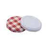 58mm Glass Jar Lids in White & Red Gingham - Wholesale Boxes