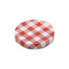 58mm Glass Jar Lids in White & Red Gingham - Wholesale Boxes