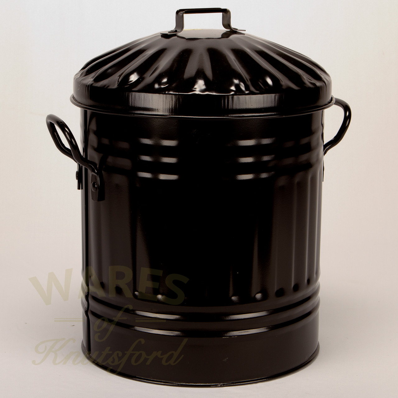 Galvanised Metal Painted Mini Dustbin in Black Wares of Knutsford Ltd