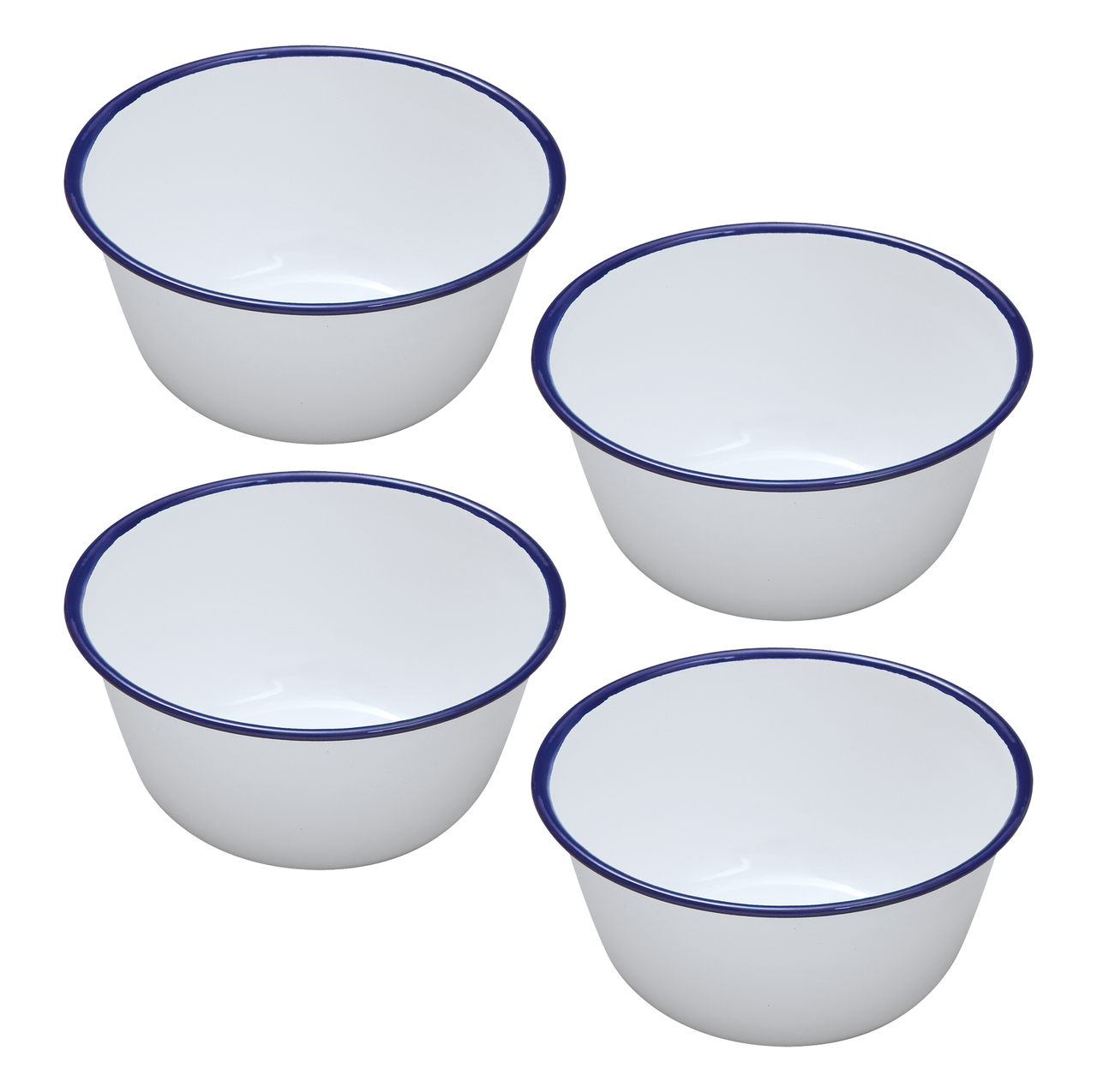 Set of 4 Falcon Enamel Pudding Basin (Mixed Sizes) Wares of Knutsford Ltd