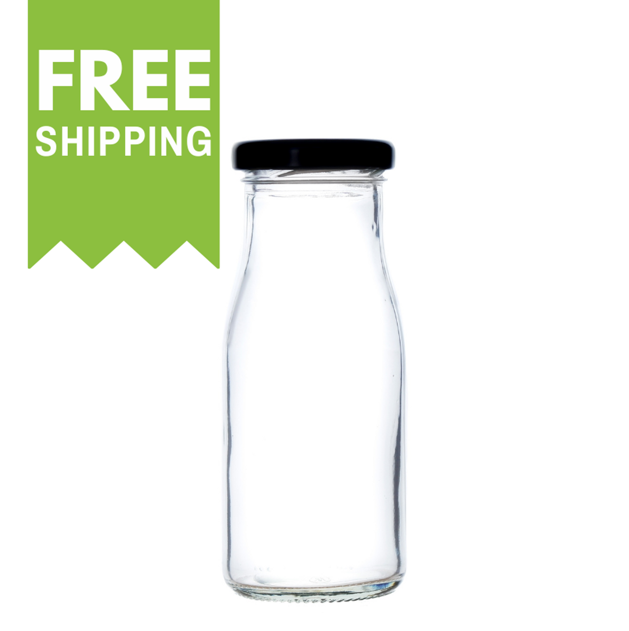 Acopa 14 oz. Embossed Glass Milk Bottle - 12/Case