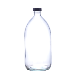 1 Litre Clear Glass Alpha Bottle with a Choice of Caps