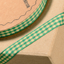 10 Metre - Ribbon in Green Gingham