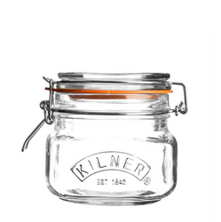 A  500ml / 0.5L  Square Kilner Jar.  This jar has a  clip top complete with an orange seal.