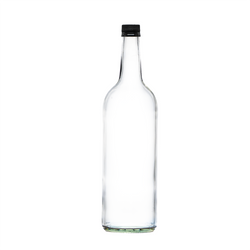 1 Litre Mineral Clear Bottles with black duet cap