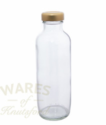 16oz vintage glass bottle for oil or sauce with a gold twist cap. .