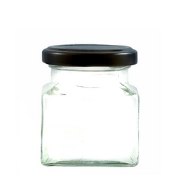 Hot selling 314ml small glass food storage jars with black caps