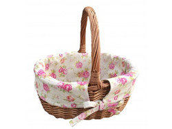 Wicker, Willow woven  Double steamed, Oval Shopper with Garden Rose Lining L300mm x W250mm x H310mm including handle