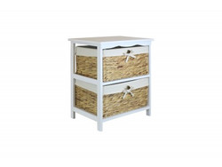 Wicker, Woven Water Hyacinth 2 Basket White Storage Unit, L490mm x W330mm x H550mm