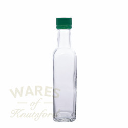 225ml square sauce glass bottle with green tamper evident cap