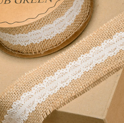 Hessian Ribbon with ivory lace
