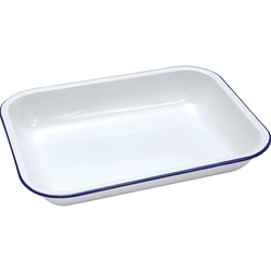 28cm White with Blue Rim Falcon Enamel Bake Pan