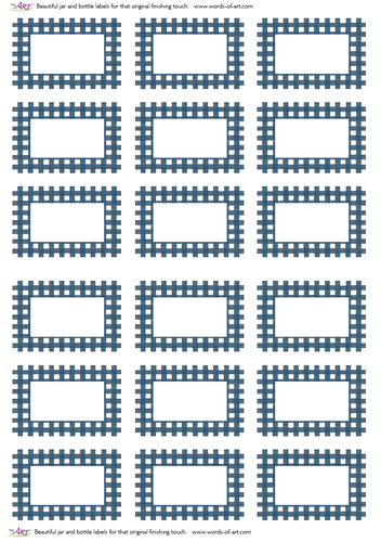 Ocean Blue Gingham Jam Jar Preserving Labels - Lovely for Blueberry Jam or Chutney's